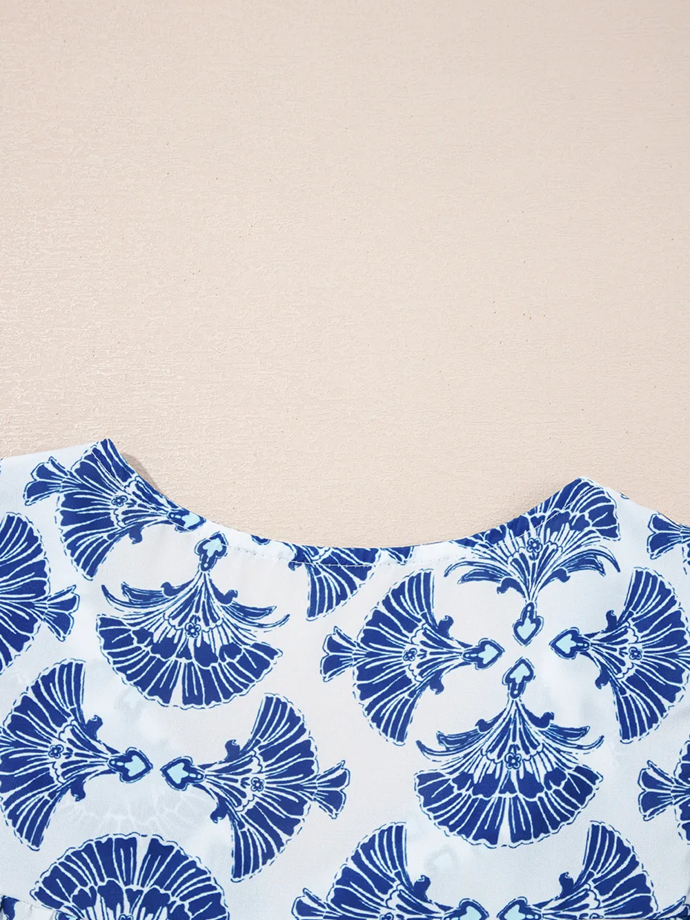 Printed Tassel Tie Neck Blouse, image 5