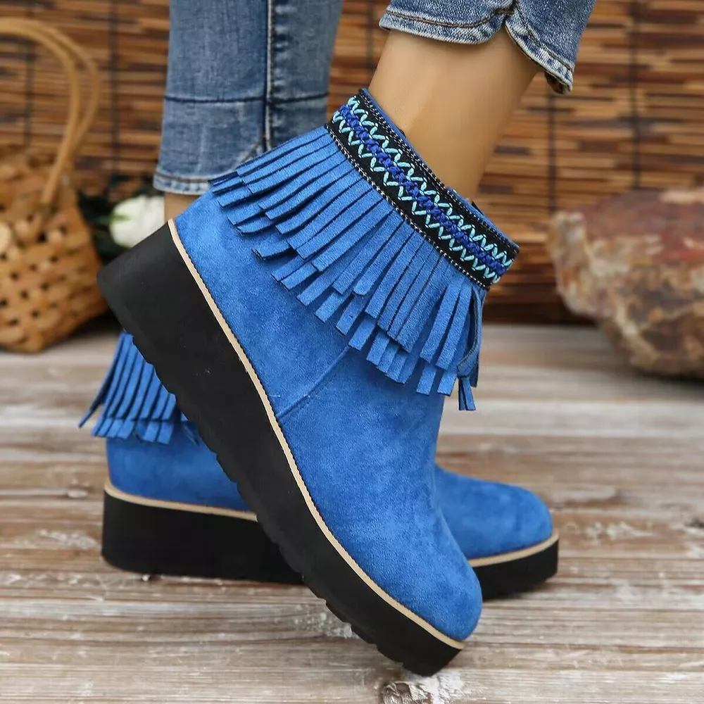 Fringe Round Toe Ankle Boots, image 9