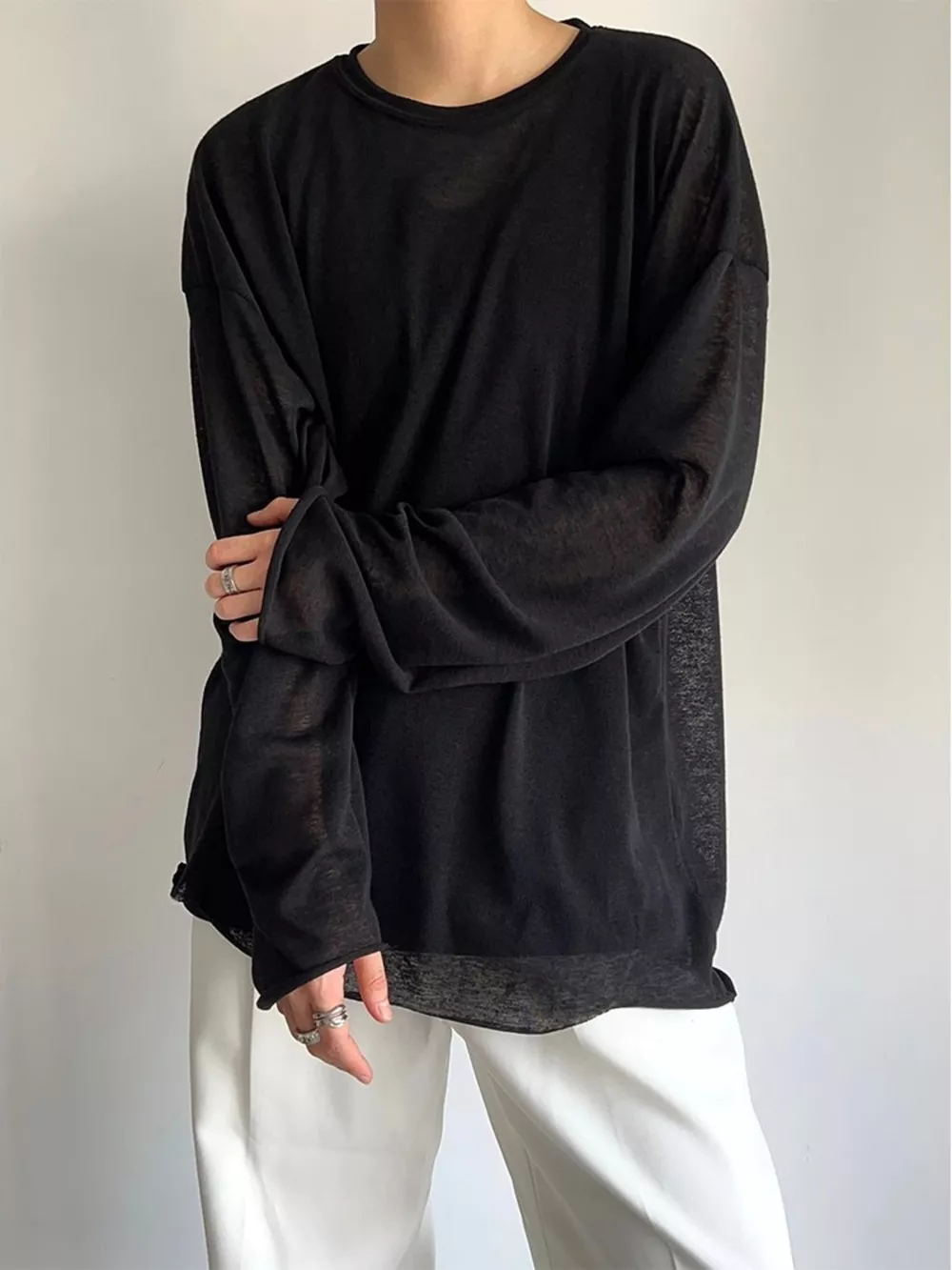 Men's Plus Size Heathered Long-Sleeve T-Shirt, image 6