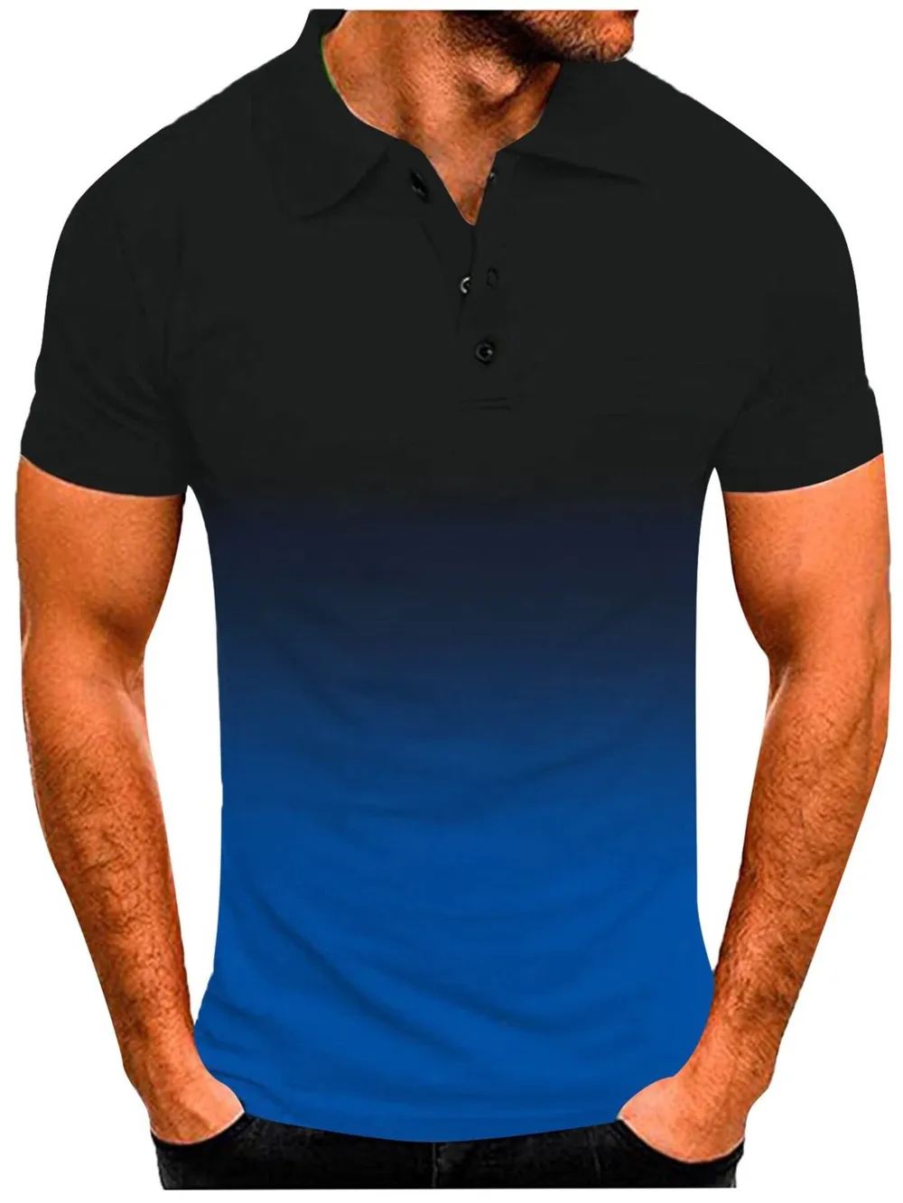 Men's Full Size Gradient Short Sleeve Polo Plus Size, image 3