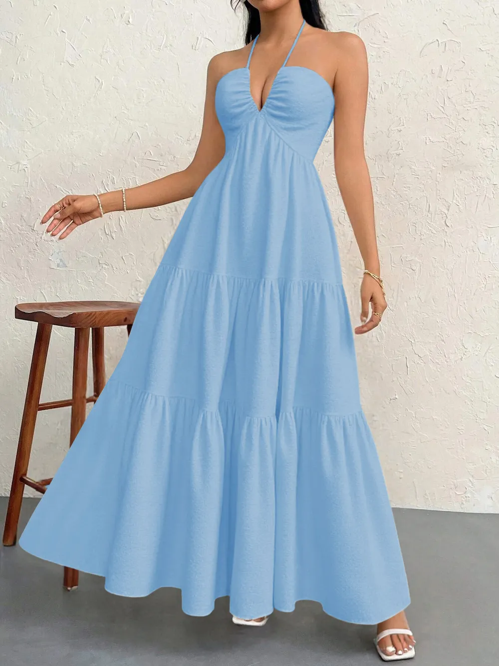 Halter Neck Tiered Maxi Dress, image 16