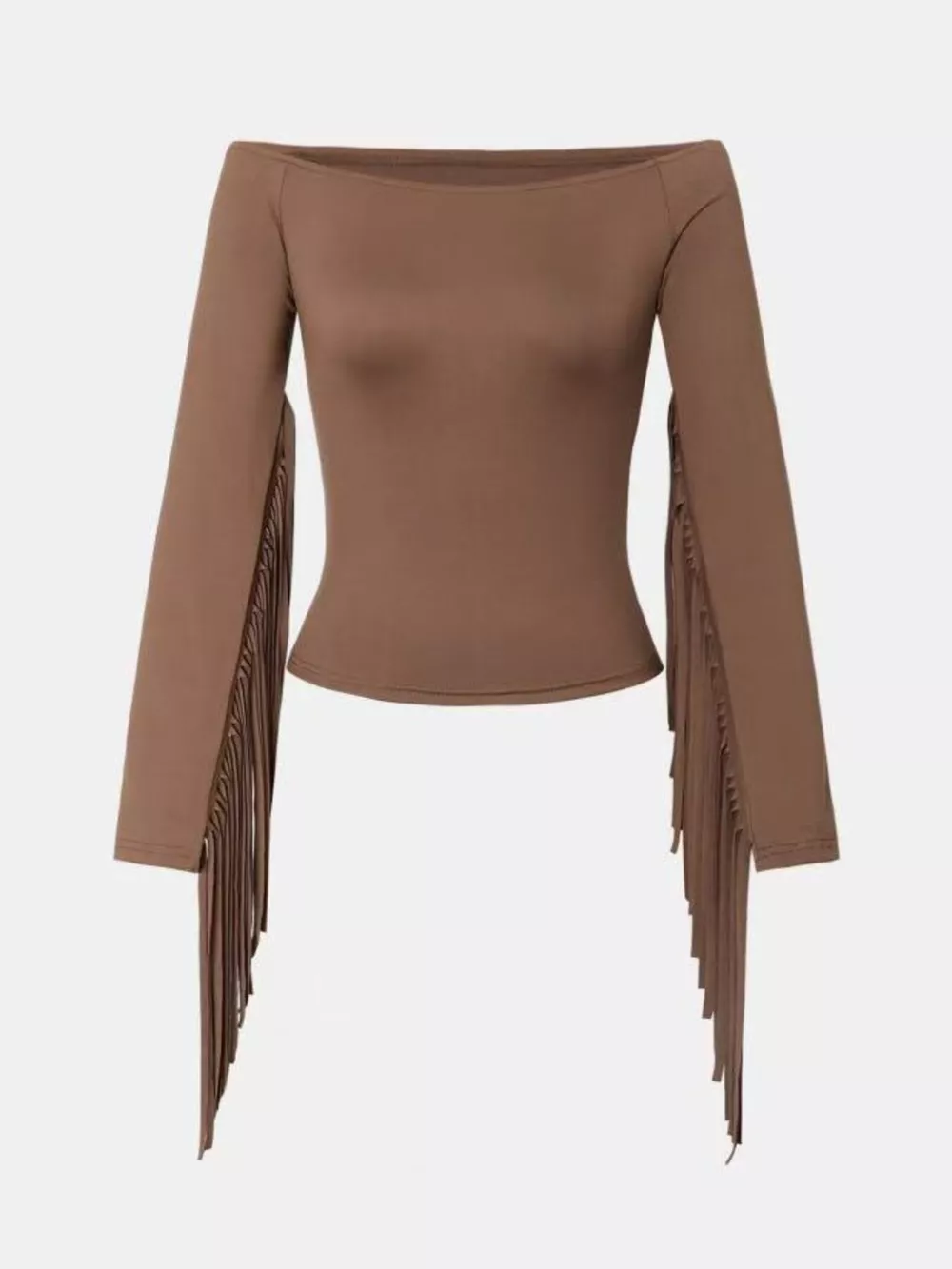 Off-Shoulder Fringe Sleeve T-Shirt, image 6
