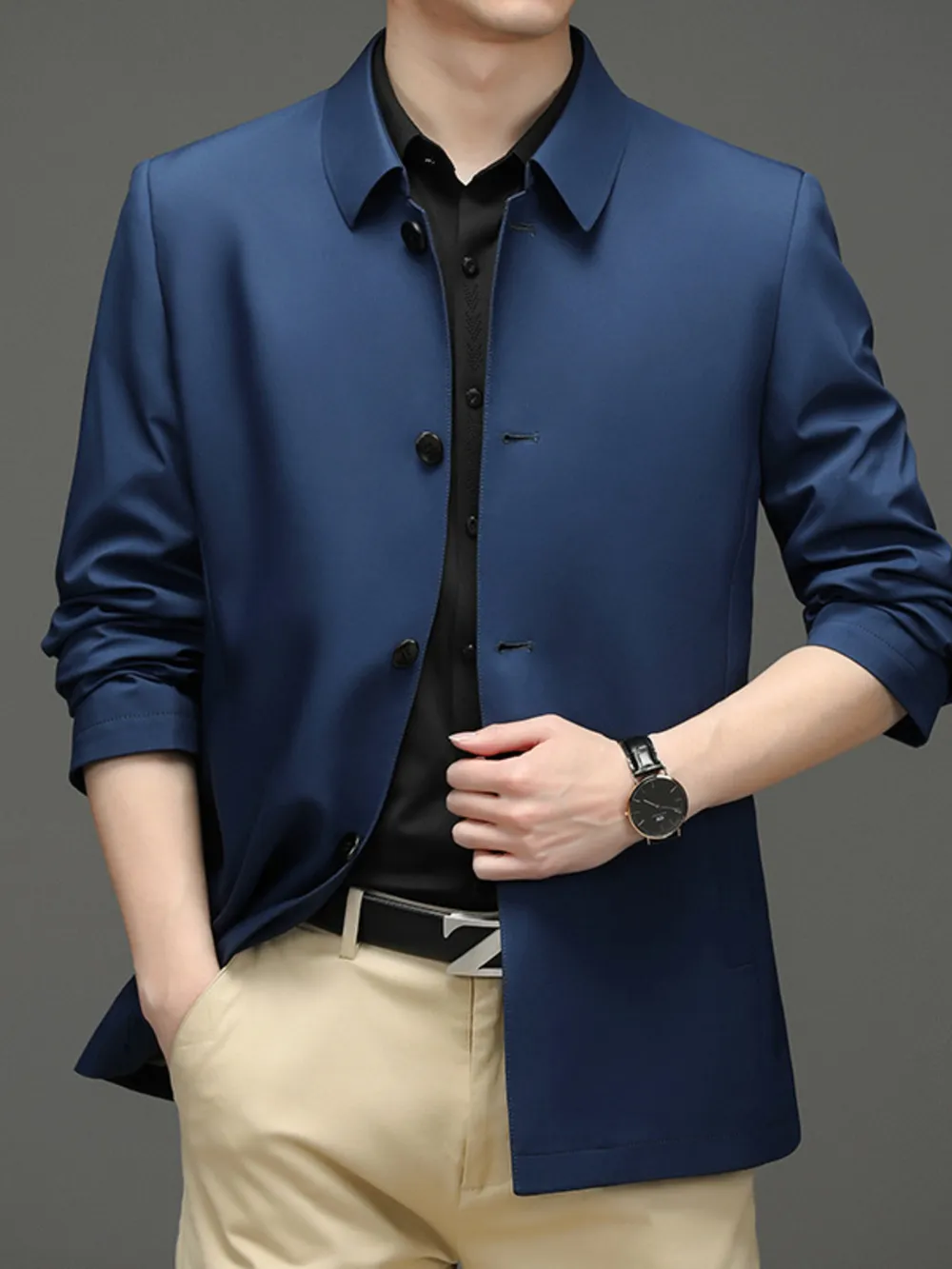 Men's Button Up Long Sleeve Jacket