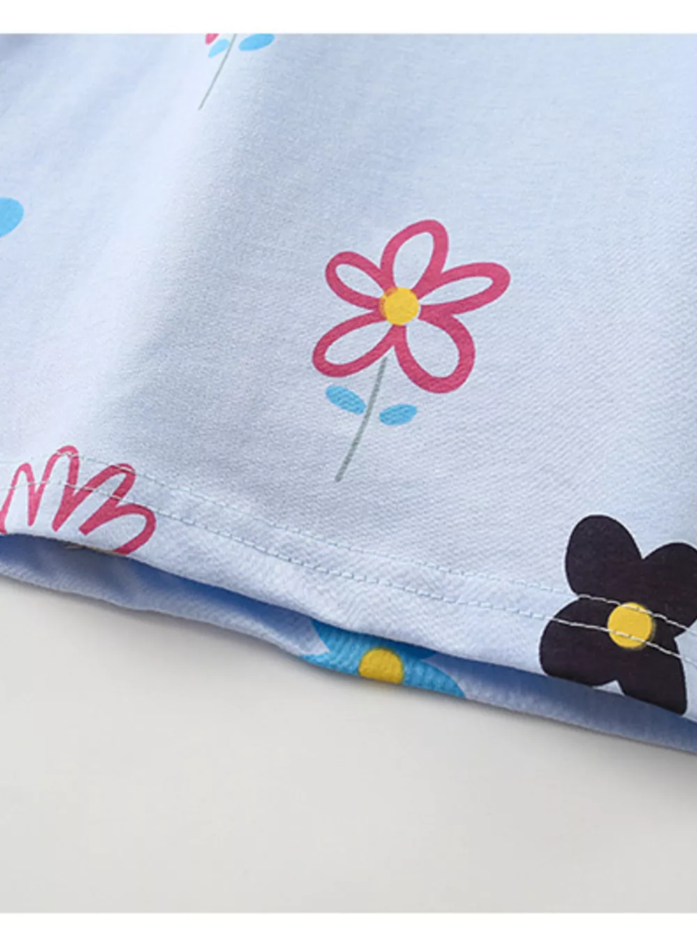Children's Floral Print Round Neck Top and Shorts Set, image 6