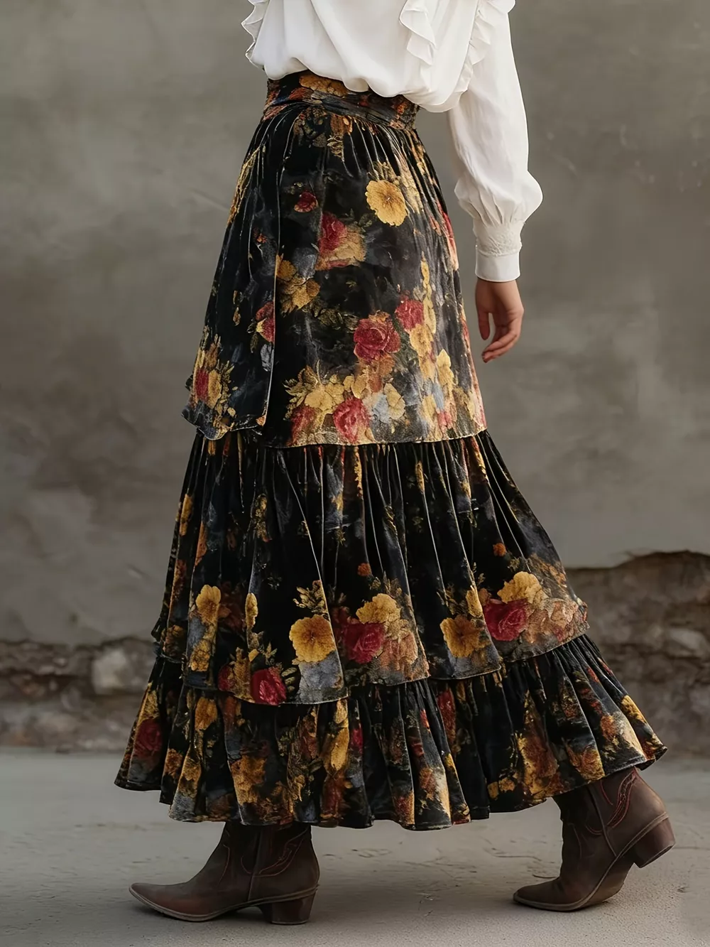 Floral Tiered Maxi Skirt, image 3