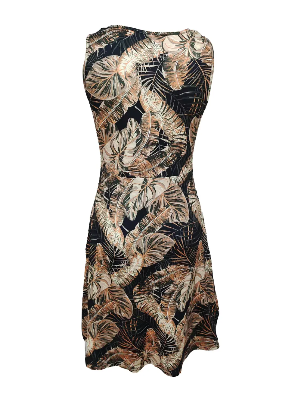 Tropical Print V-Neck Sleeveless Summer Dress, image 10