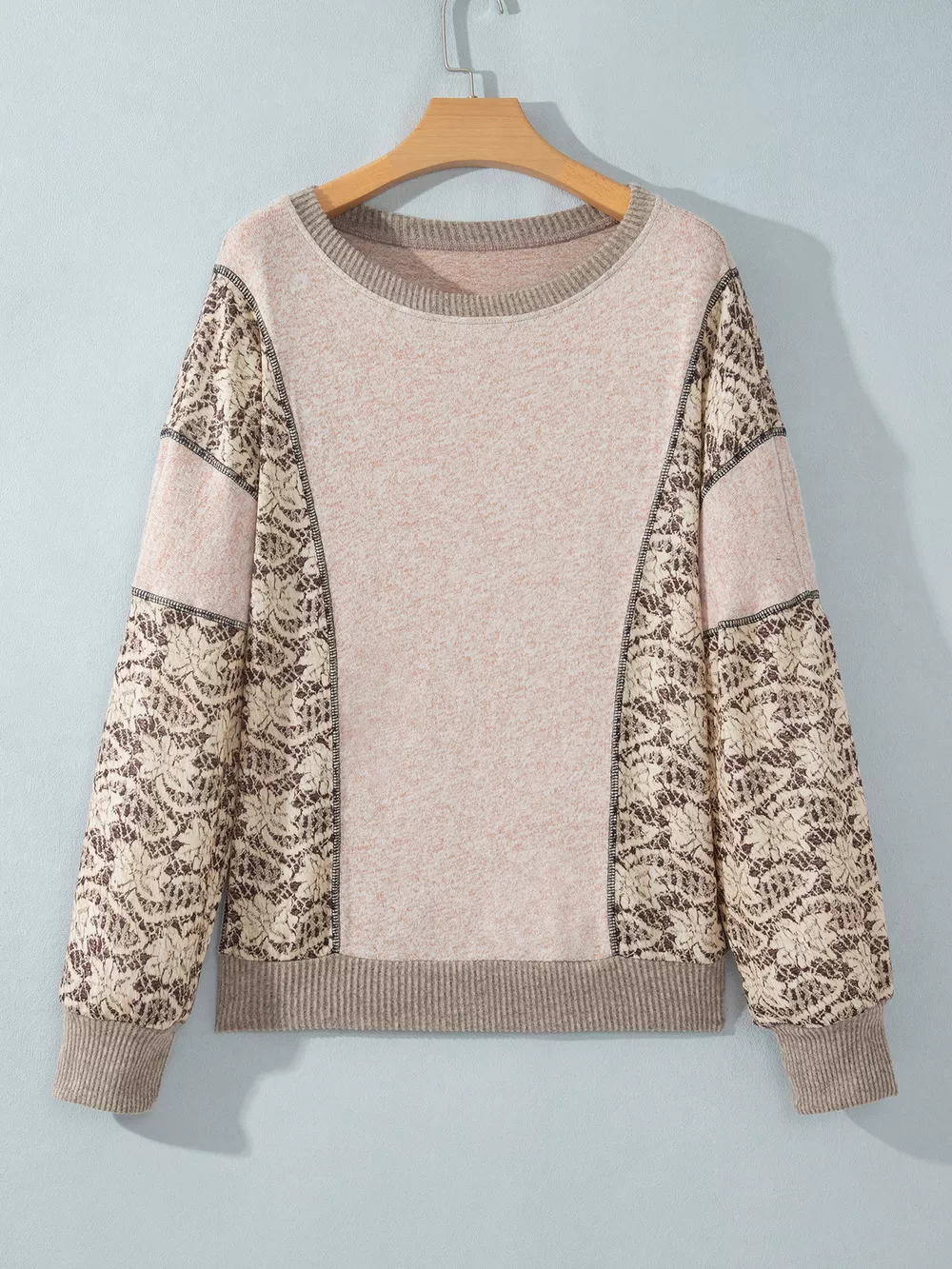 Floral Print Round Neck Long Sleeve Shift Top, image 4