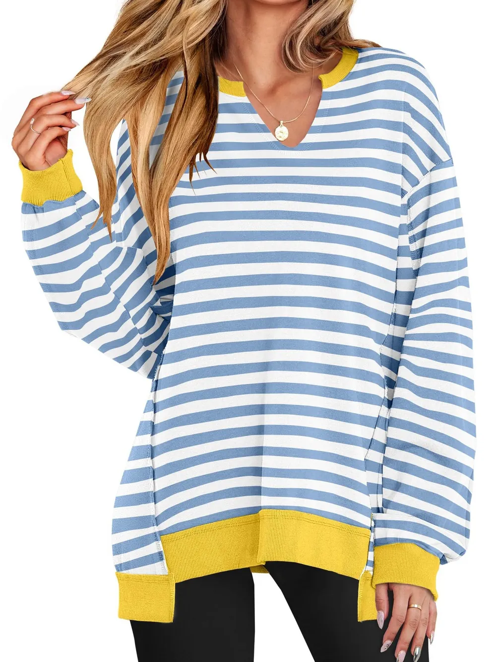 Notched Long Sleeve Oversized Sweatshirt, image 24