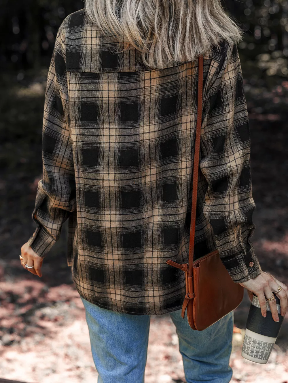 Plaid Double Flap Pocket Brushed Shacket, image 7