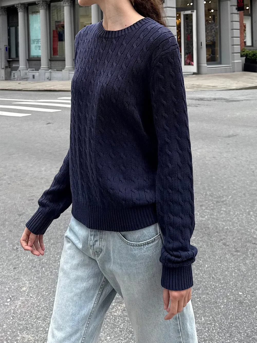 Cable-Knit Round Neck Pullover Sweater, image 6