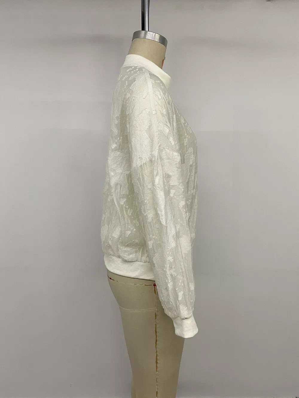 Jacquard Zip Up Long Sleeve Jacket, image 10