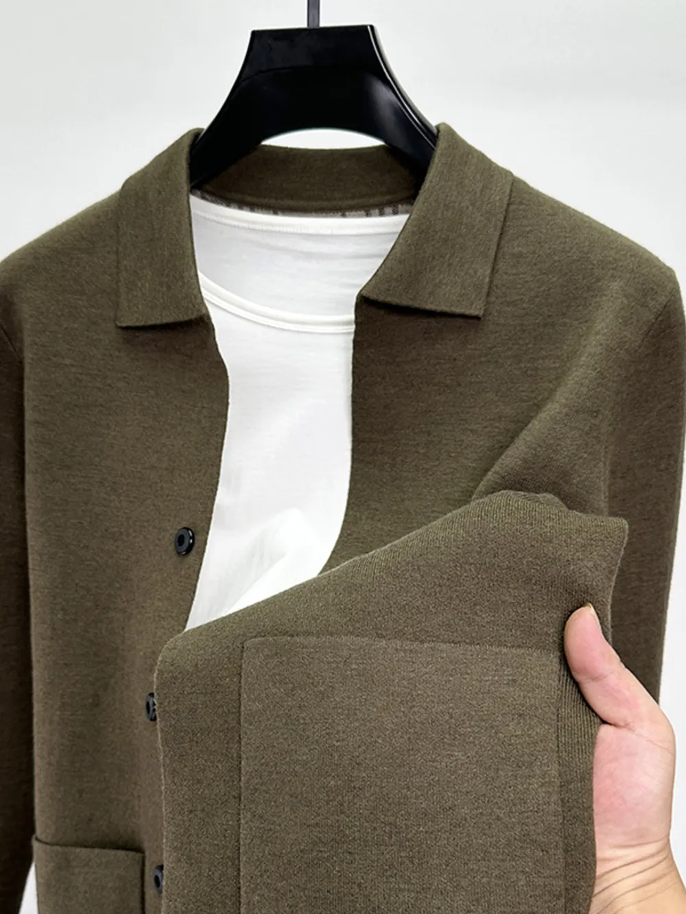 Men's Plus Size Button-Up Cardigan with Pockets, image 4