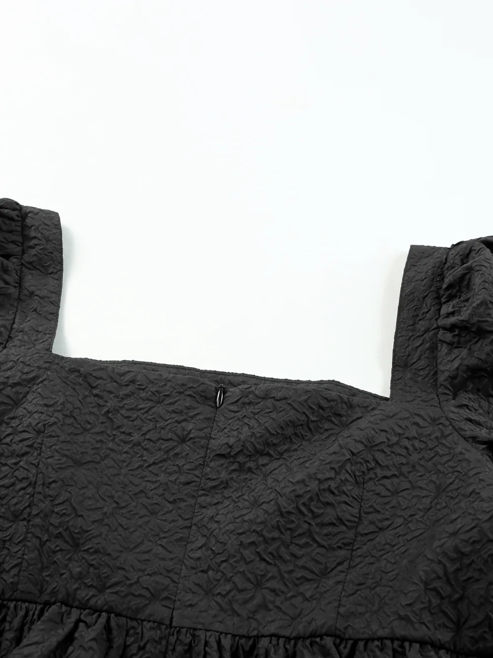 Textured Square Neck Puff Sleeve Peplum Blouse, image 9
