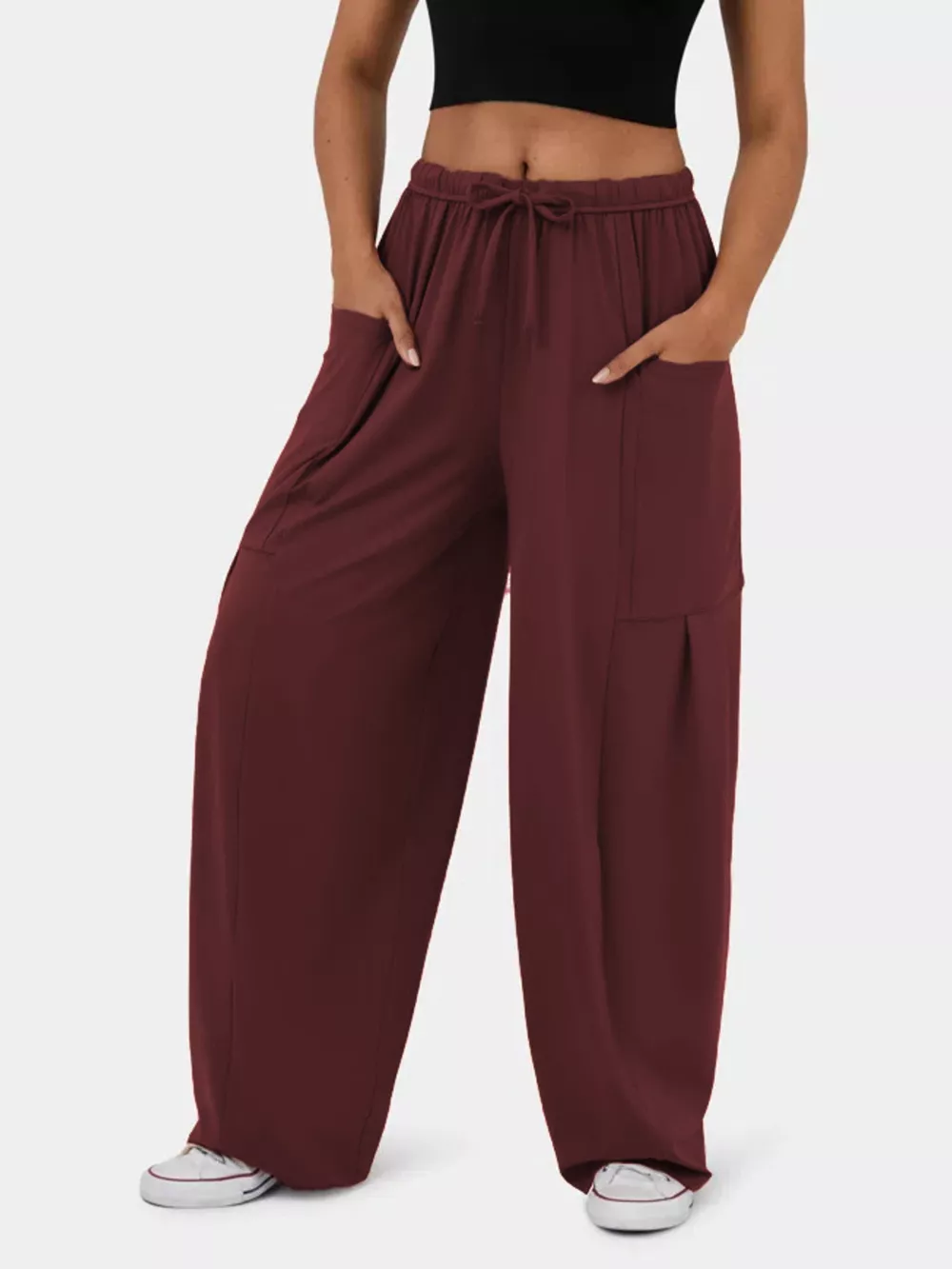 High-Waisted Drawstring Wide-Leg Pants, image 19