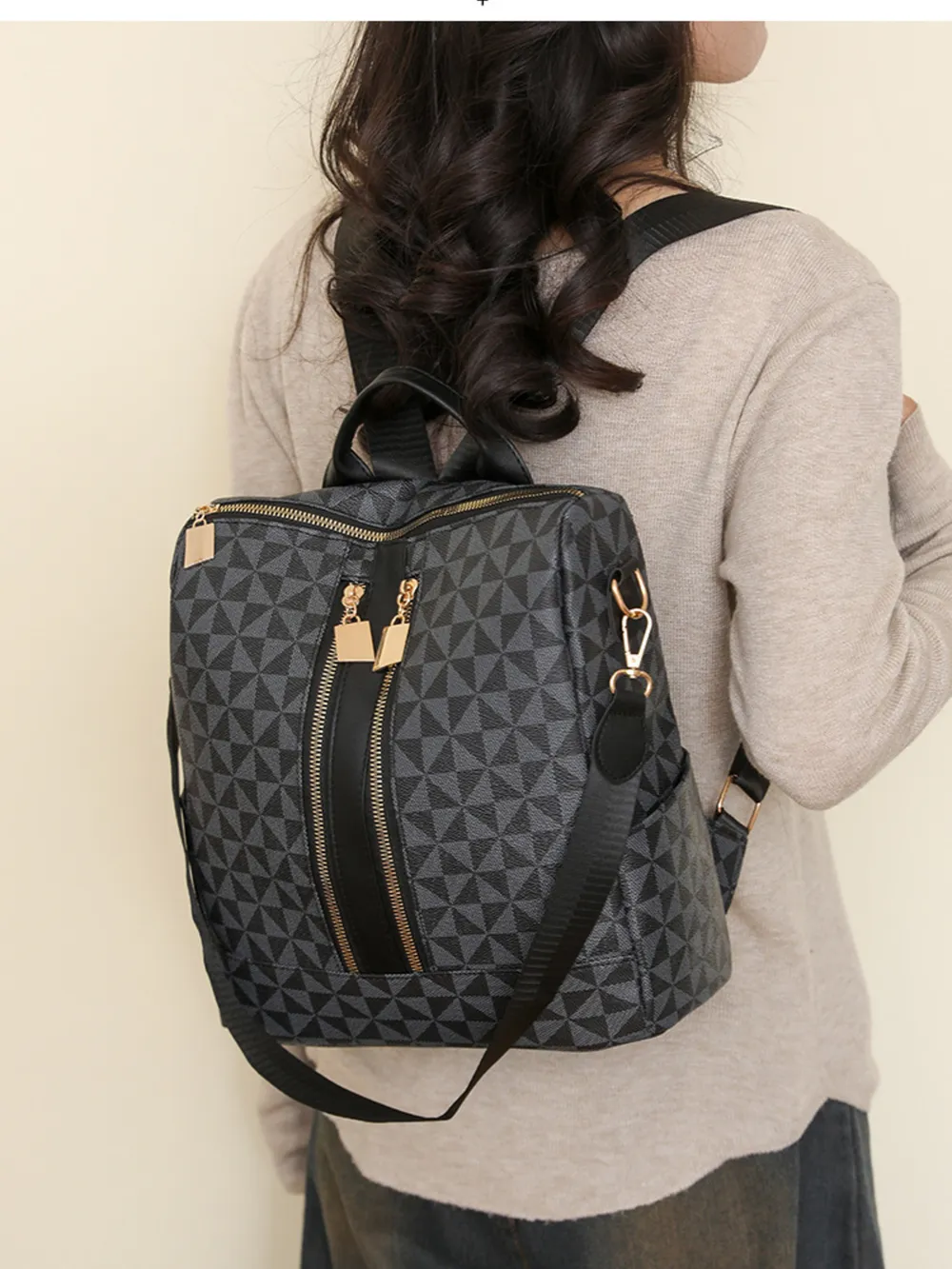 Geometric Pattern Backpack Bag, image 2