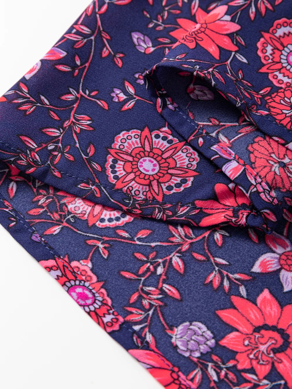 Floral Half Sleeve Split Neck Blouse Top, image 12