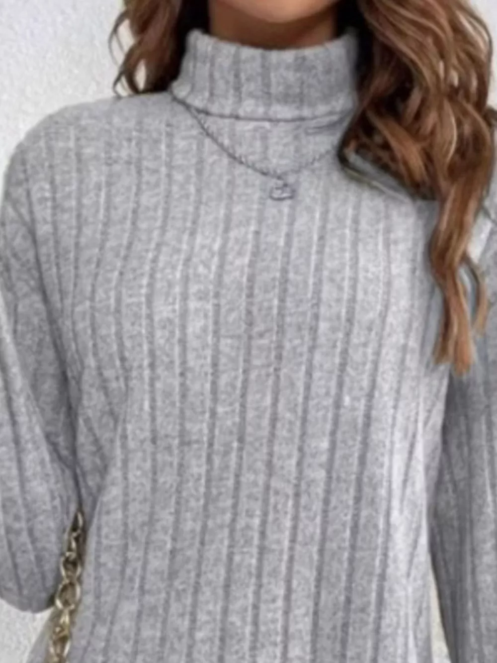 Casual Ribbed Turtleneck Long Sleeve Mini Dress, image 13