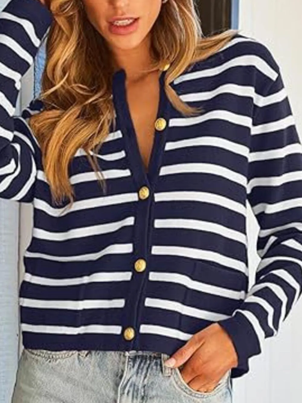 Striped Button-Up Cardigan, image 18