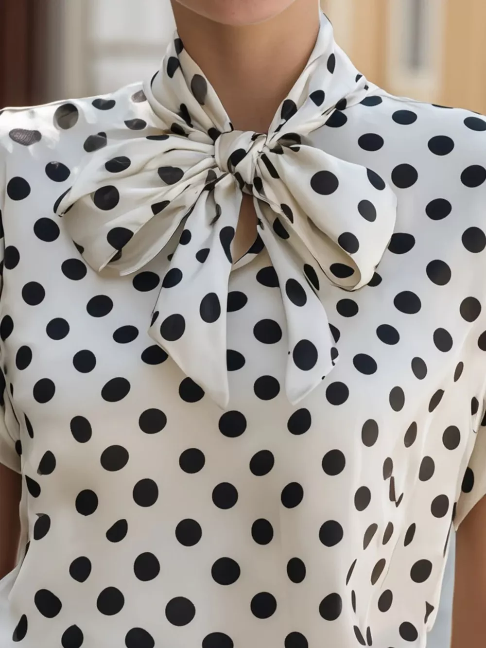 Polka Dot Bow Tie Blouse, image 3
