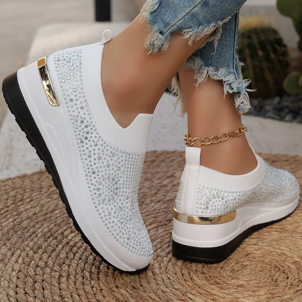 Rhinestone Round Toe Slip-Ons, image 2