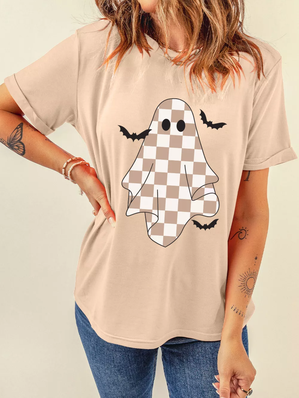Ghost Bat Halloween Holiday Graphic Tee, image 3
