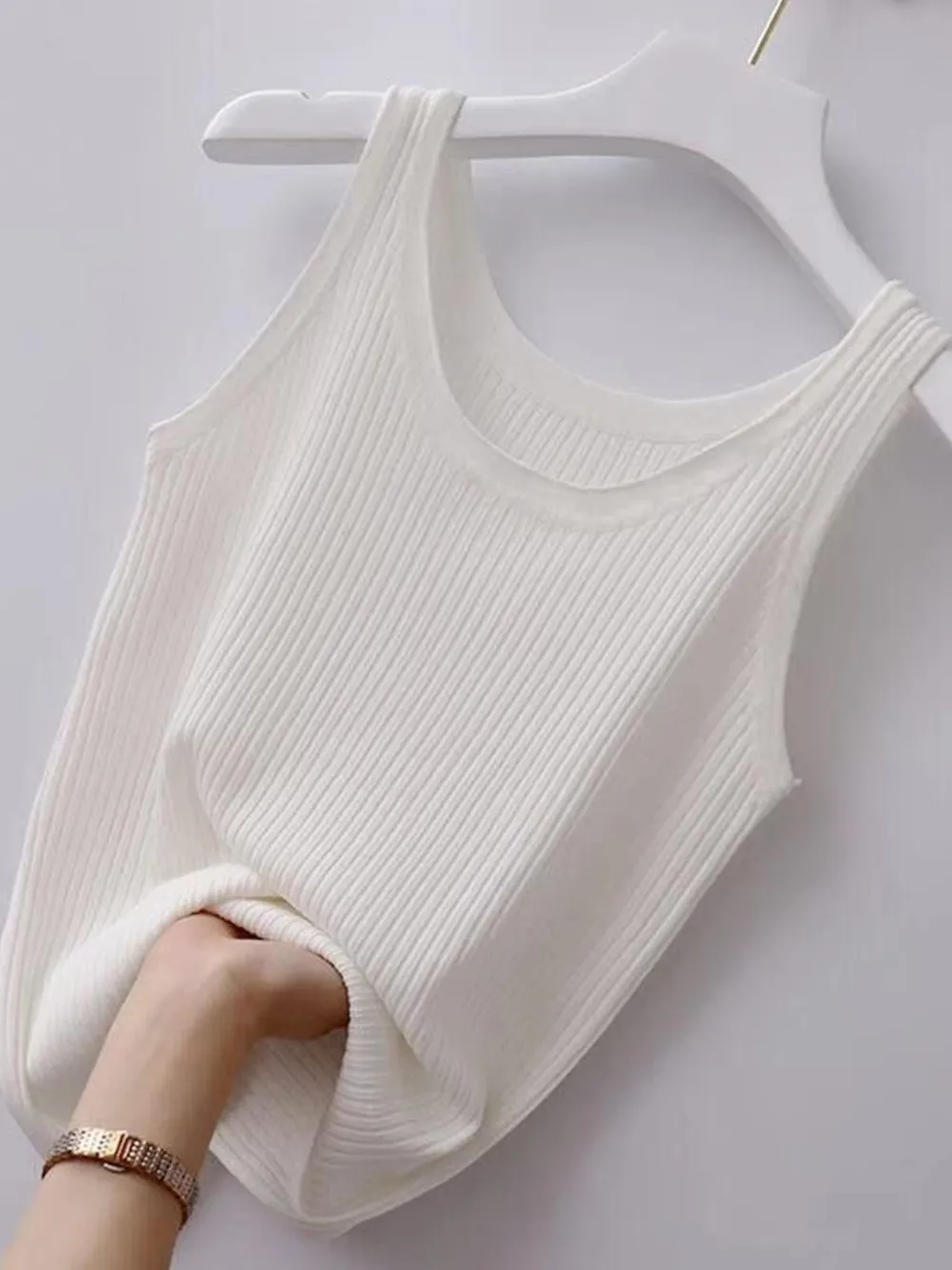 Plus Size Ribbed Knit Scoop Neck Tank Top, image 13