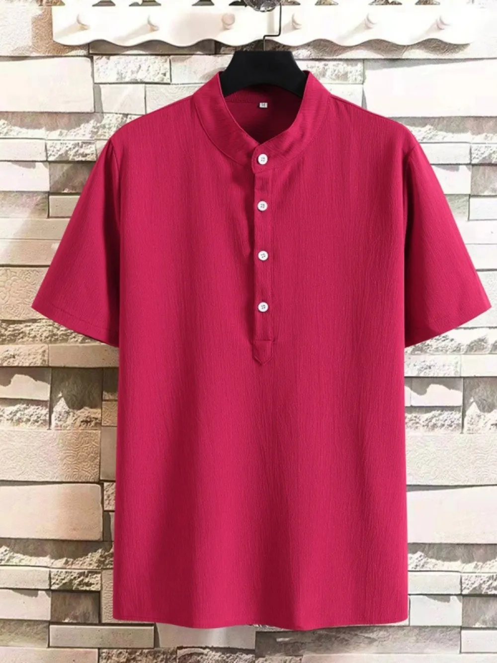 Men's Plus Size Button Detail Short Sleeve Blouse, image 9