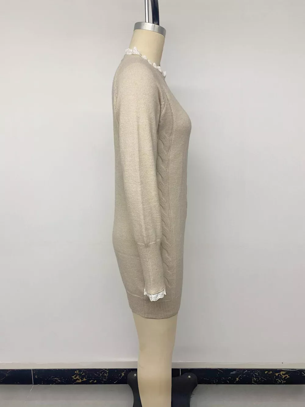Cable Knit Raglan Sleeve Sweater Dress, image 7