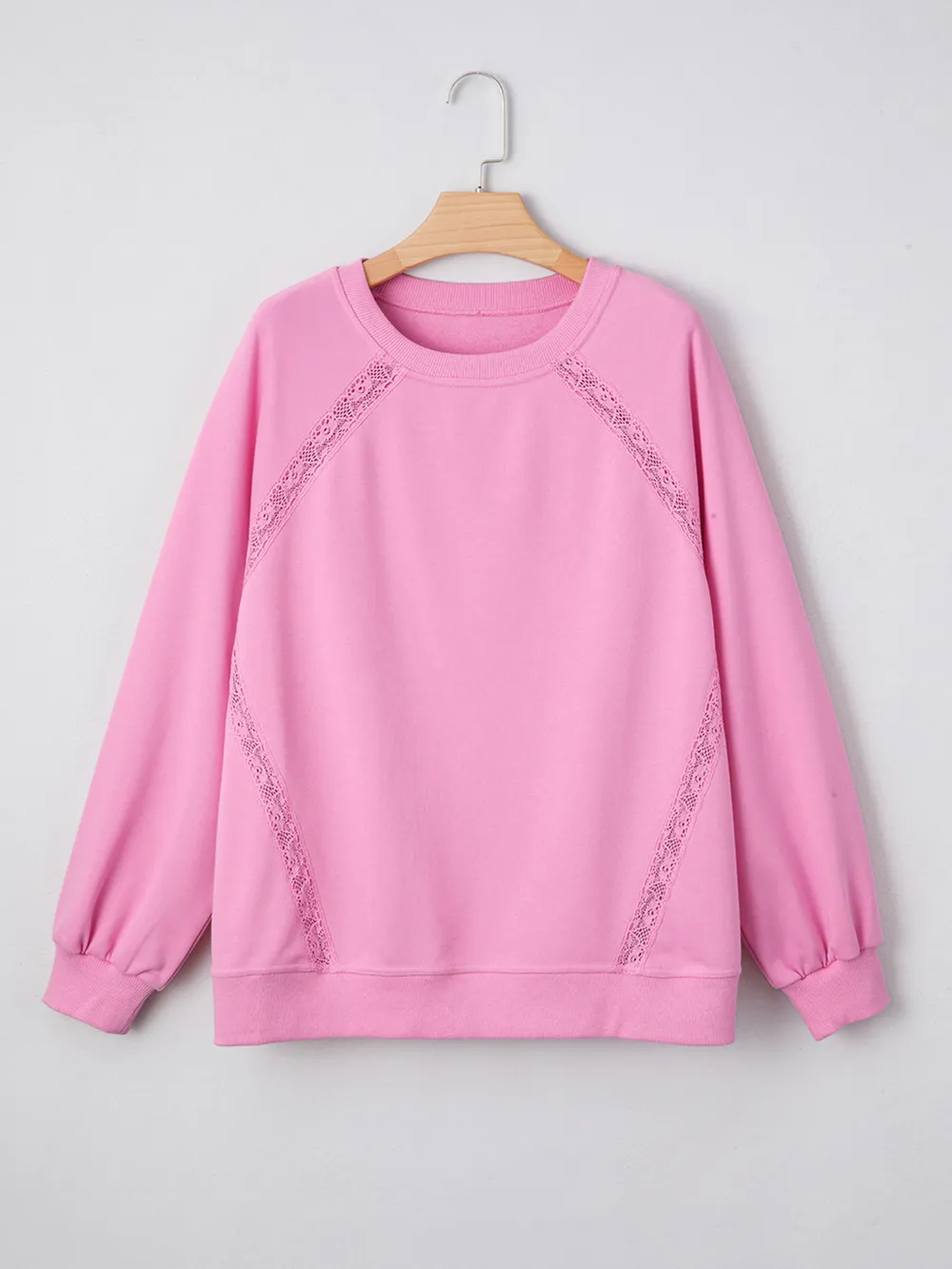 Lace Patched Raglan Sleeve Loose Fit Sweatshirt, image 7