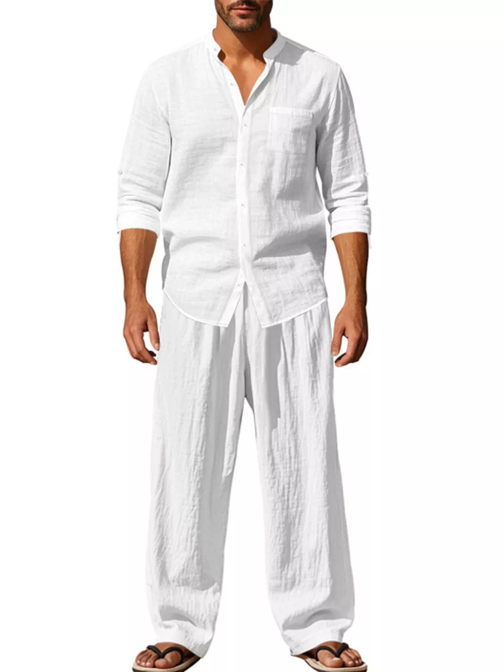 Men's Full Size Button Up Long Sleeve Shirt and Pants Plus Size, image 8