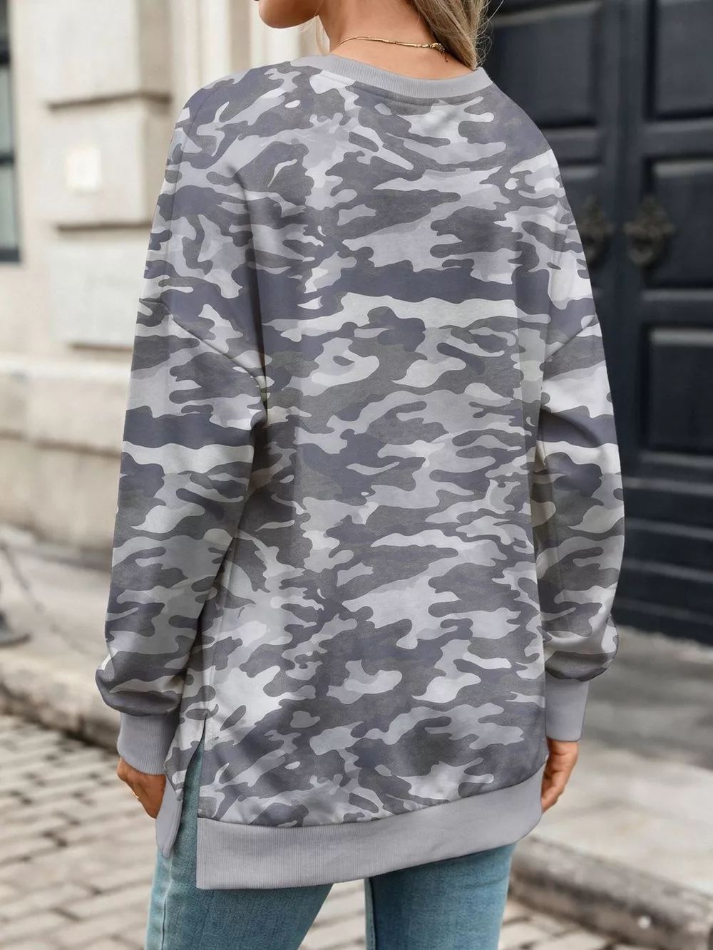 Camouflage Print Crewneck Sweatshirt, image 6