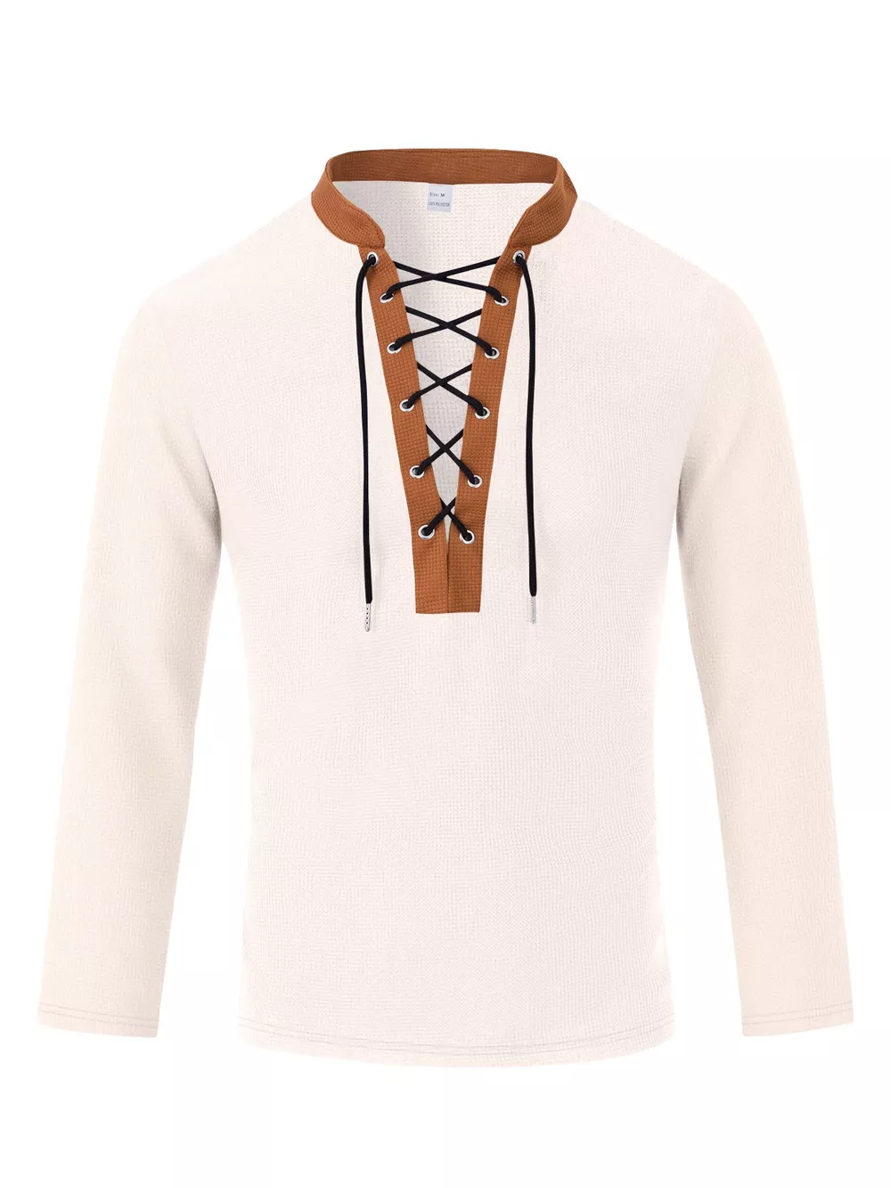 Men's Full Size Vintage Lace-Up Long Sleeve T-Shirt Plus Size, image 9