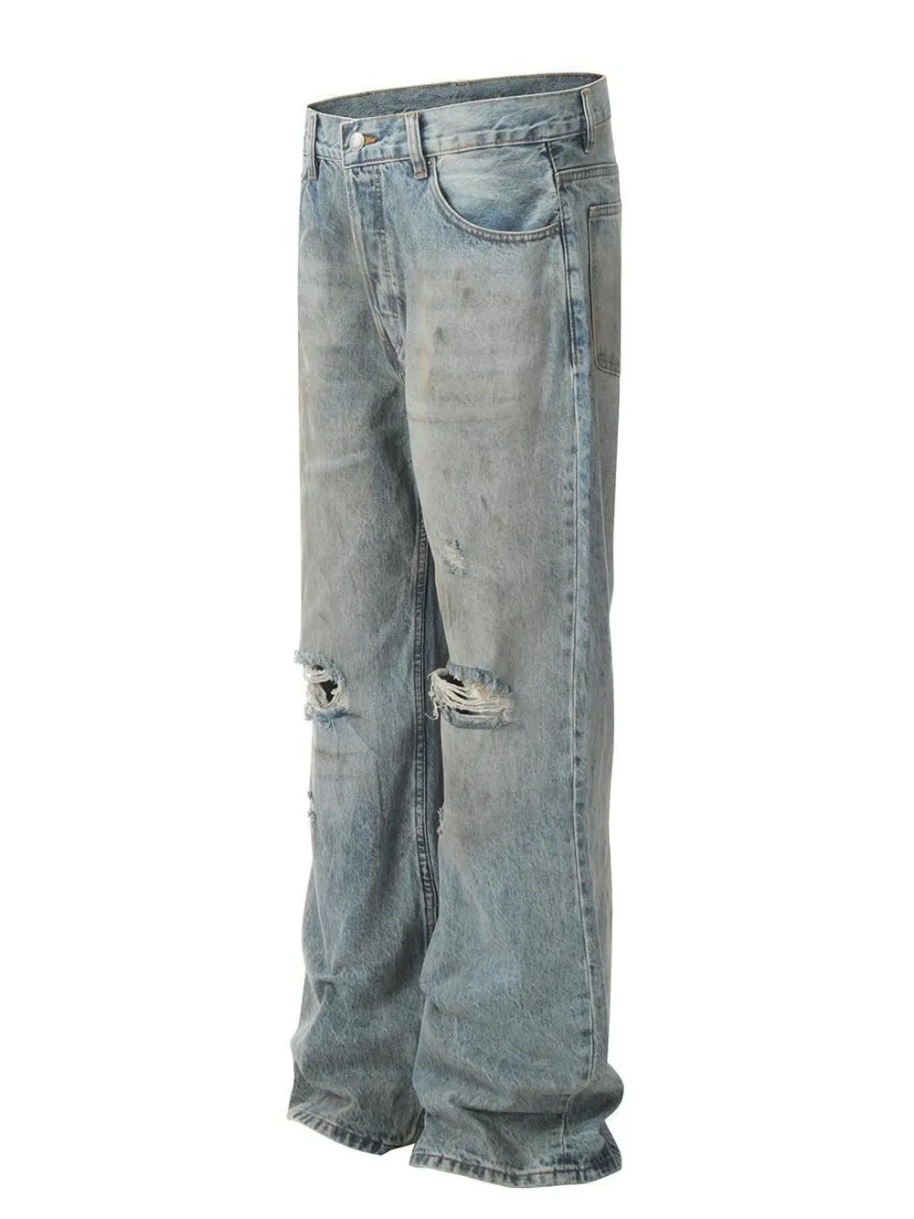 Men's Distressed Wide Leg Jeans, image 2
