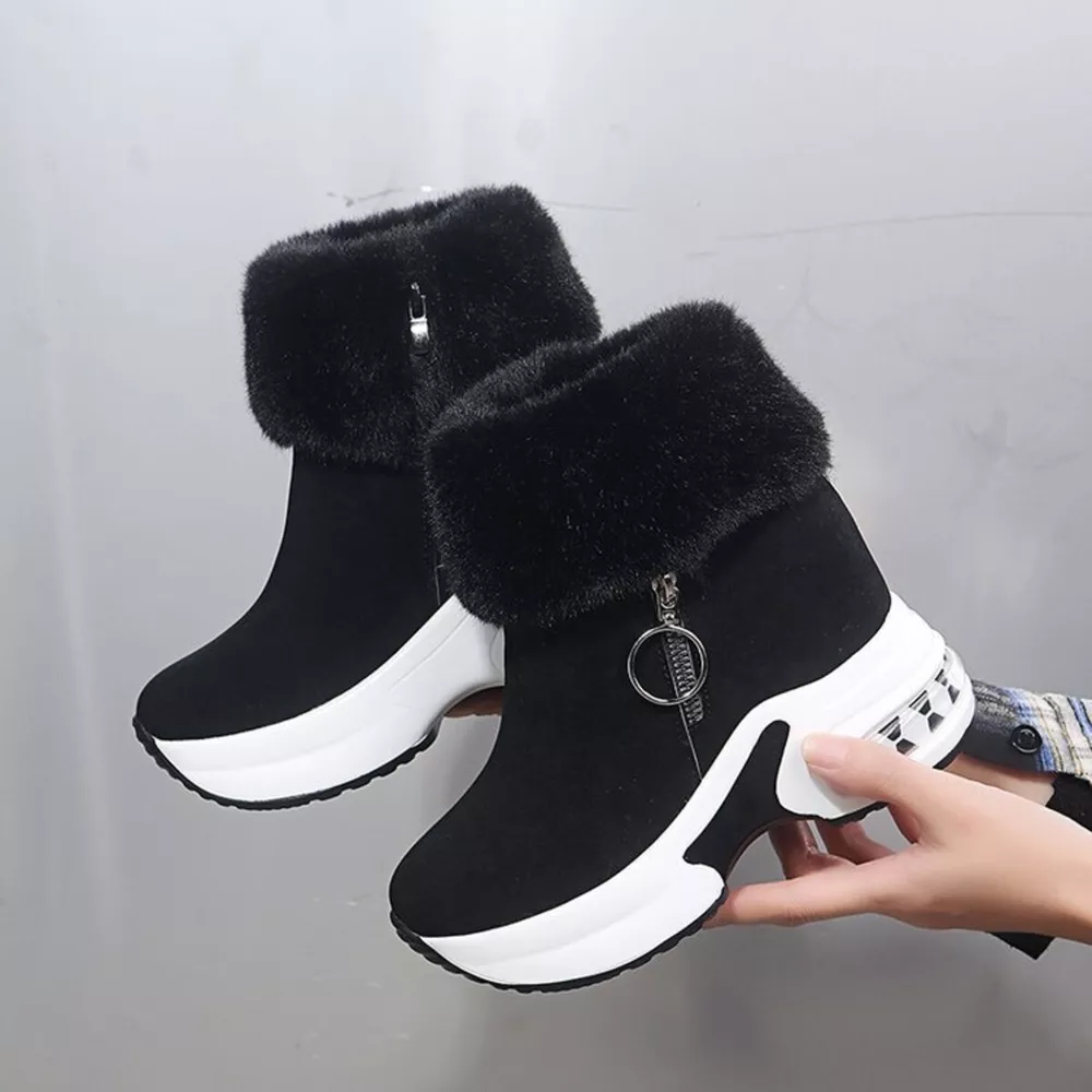 Fuzzy Side Zipper Platform Ankle Boots, image 23