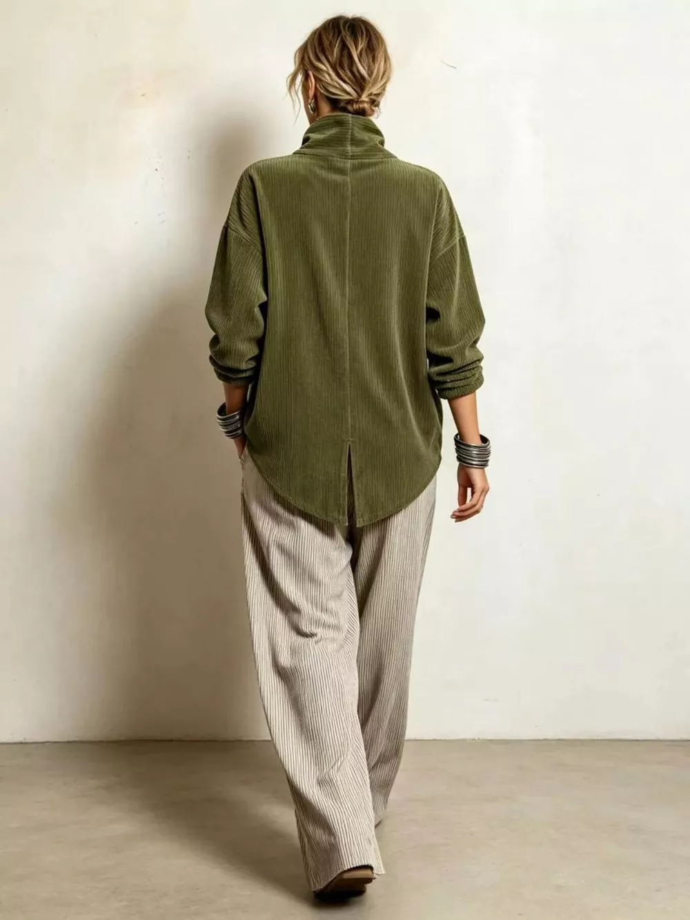 Asymmetric Button-Up Corduroy Jacket, image 4