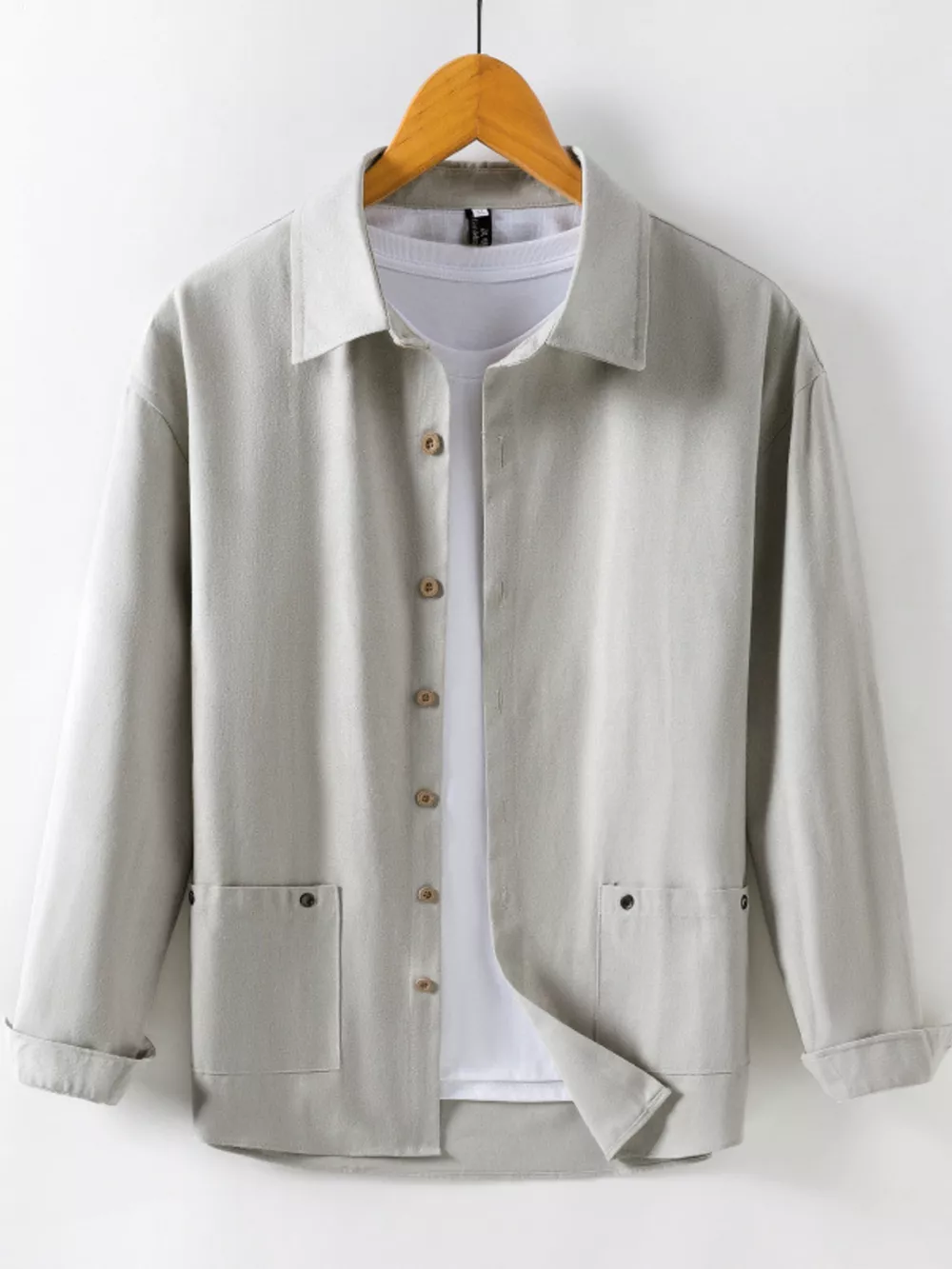 Men's Casual Solid Color Long Sleeve Shirt, image 7