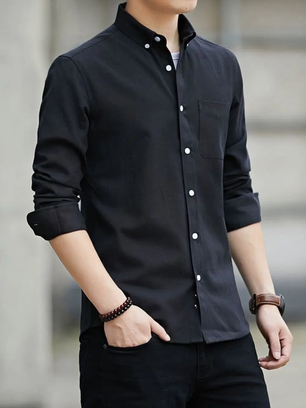 Men's Plus Size Button Up Long Sleeve Shirt