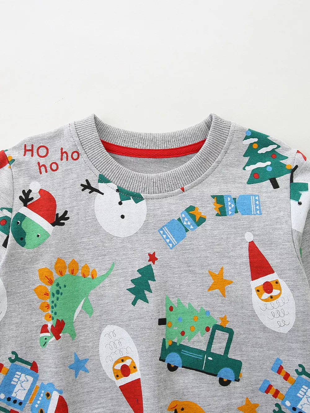 Children's Christmas Print Round Neck Top and Pants Set, image 3