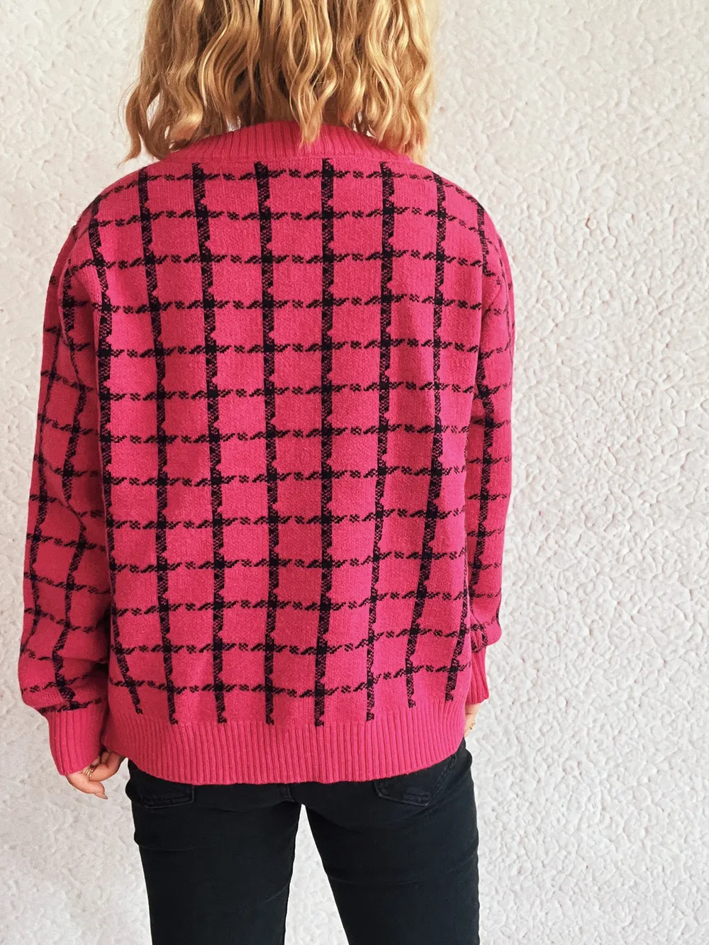 Plaid Pattern Zip Up Cardigan, image 28