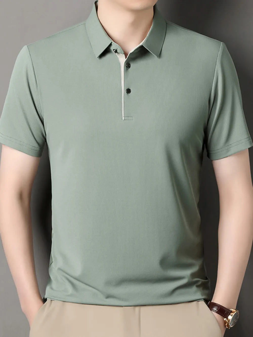 Men's Plus Size Button Detail Short Sleeve Polo, image 7