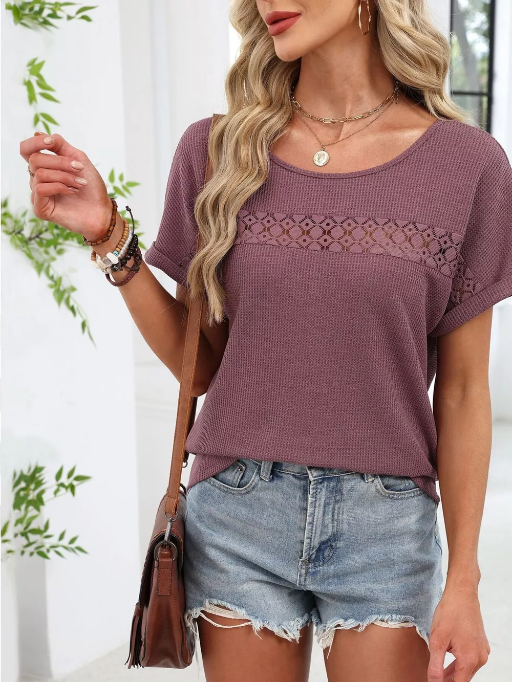 Lace Trim Short Sleeve T-Shirt, image 15