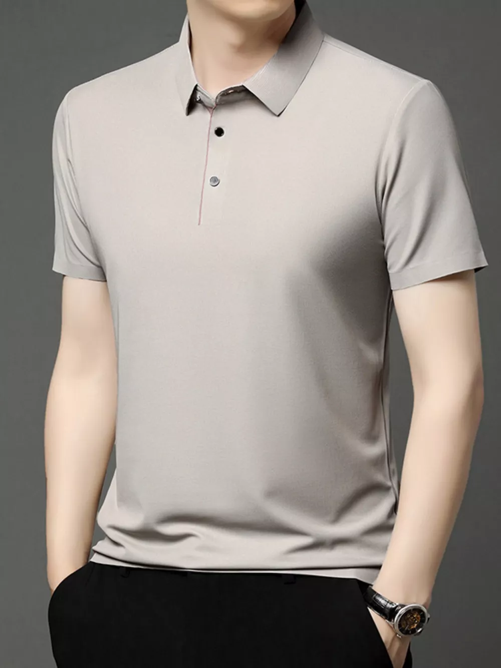 Men's Plus Size Button Detail Short Sleeve Polo