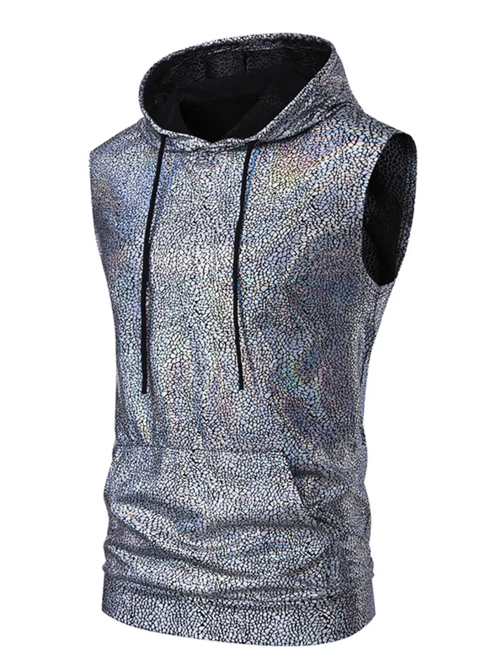 Men's Drawstring Sleeveless Hooded Top, image 3
