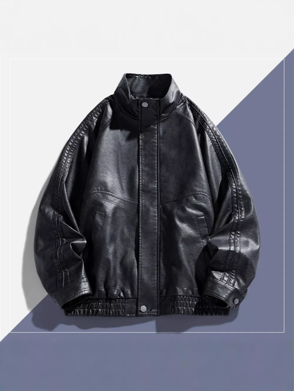 Men's Plus Size Vintage Style Faux Leather Moto Jacket