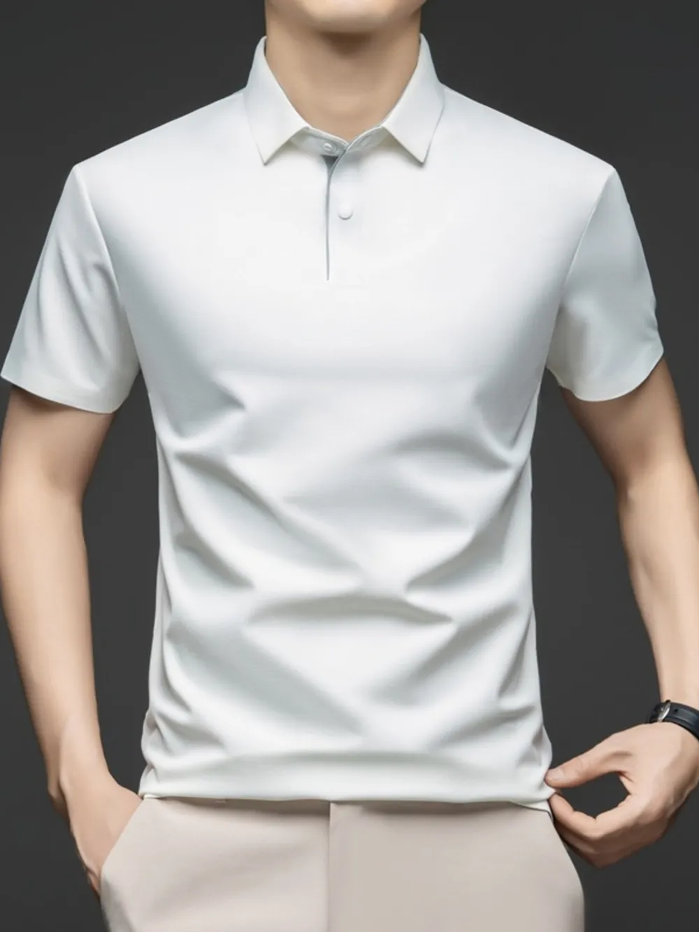 Men's Plus Size Button Detail Short Sleeve Polo, image 8