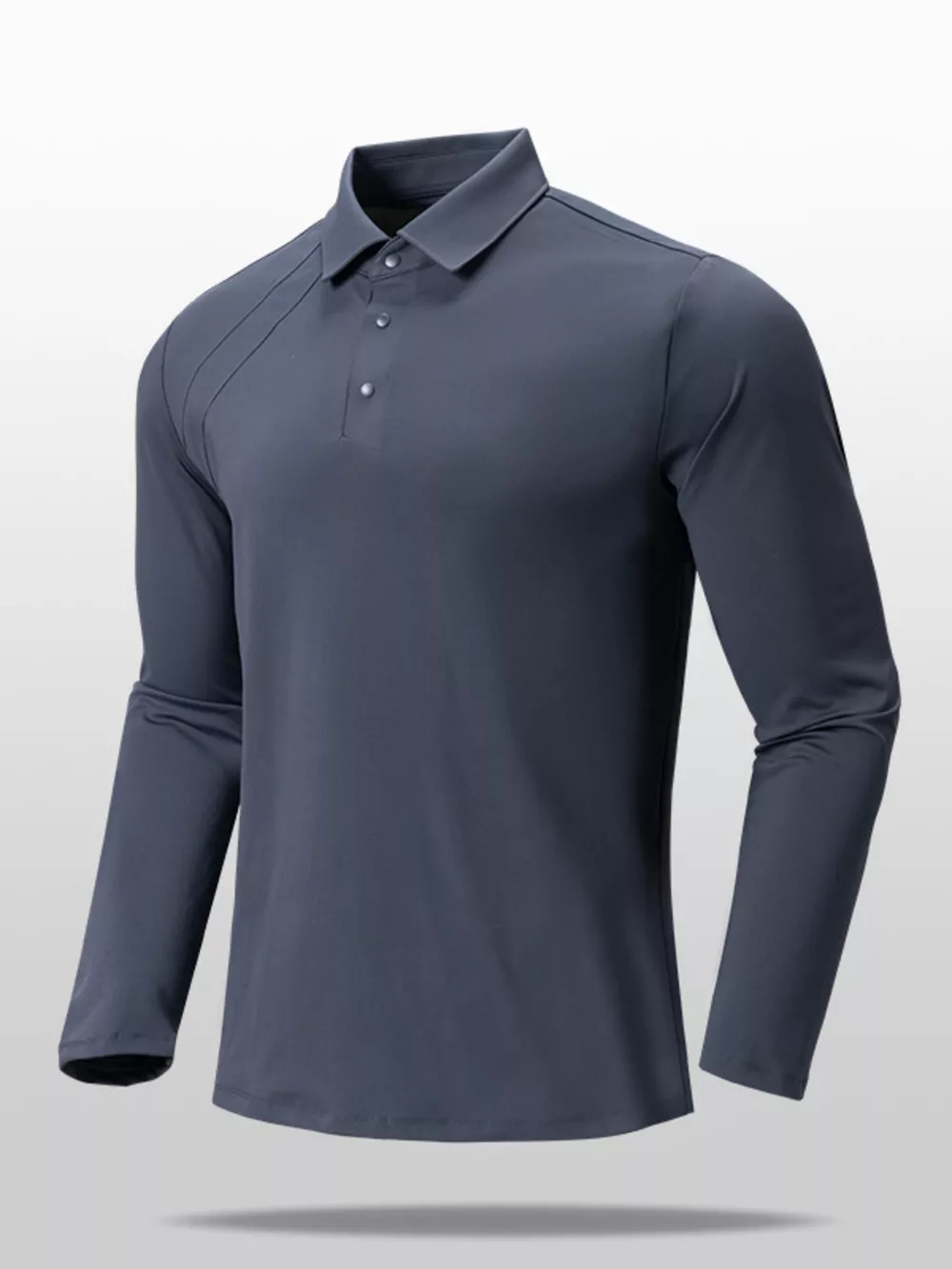 Men's Plus Size Long Sleeve Button Detail Polo, image 3