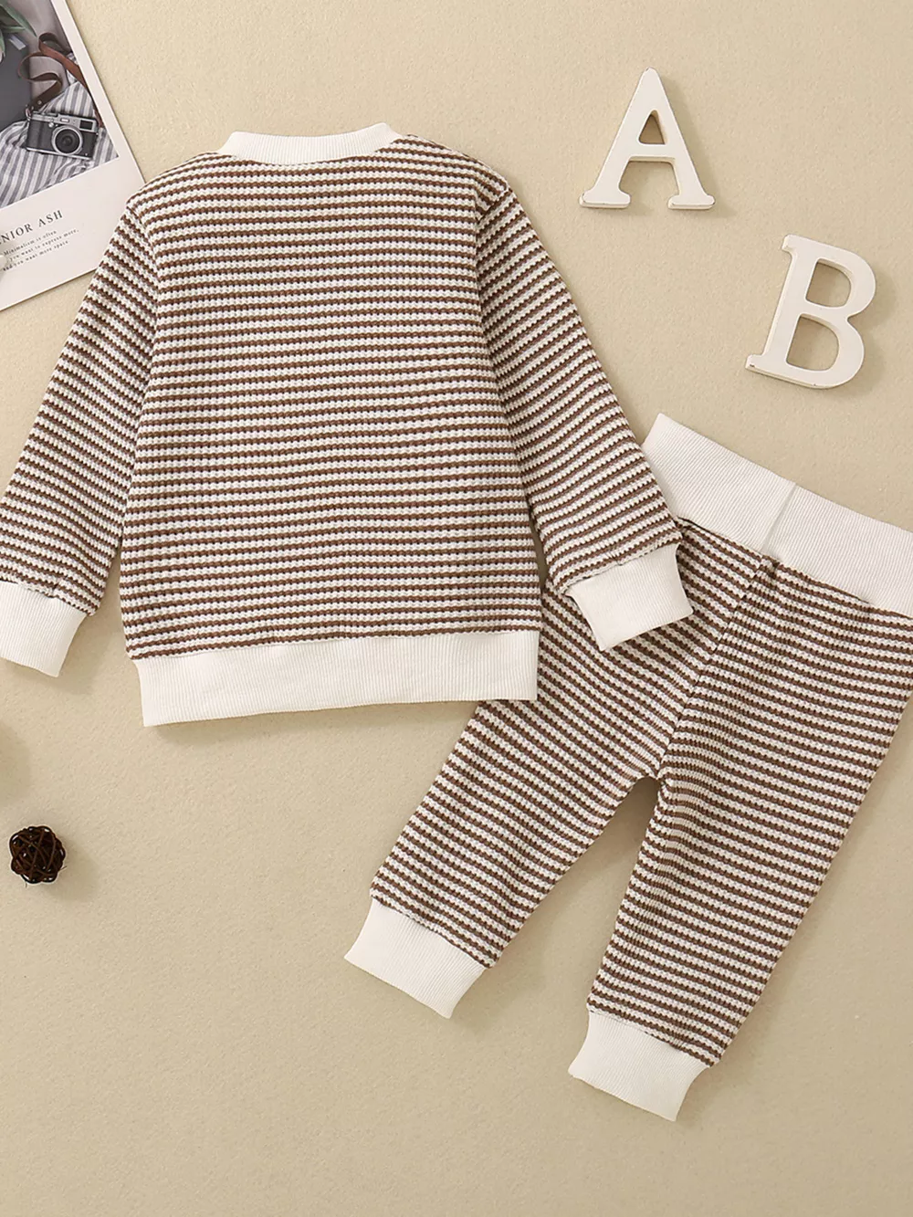 Children's Striped Long Sleeve Top and Pants Set, image 14