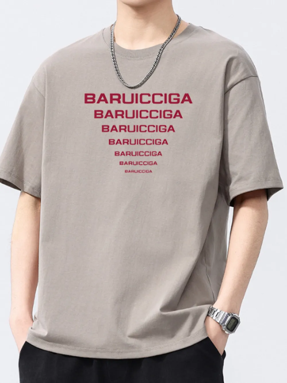 Men's Full Size Letter Round Neck Short Sleeve T-Shirt Plus Size, image 4