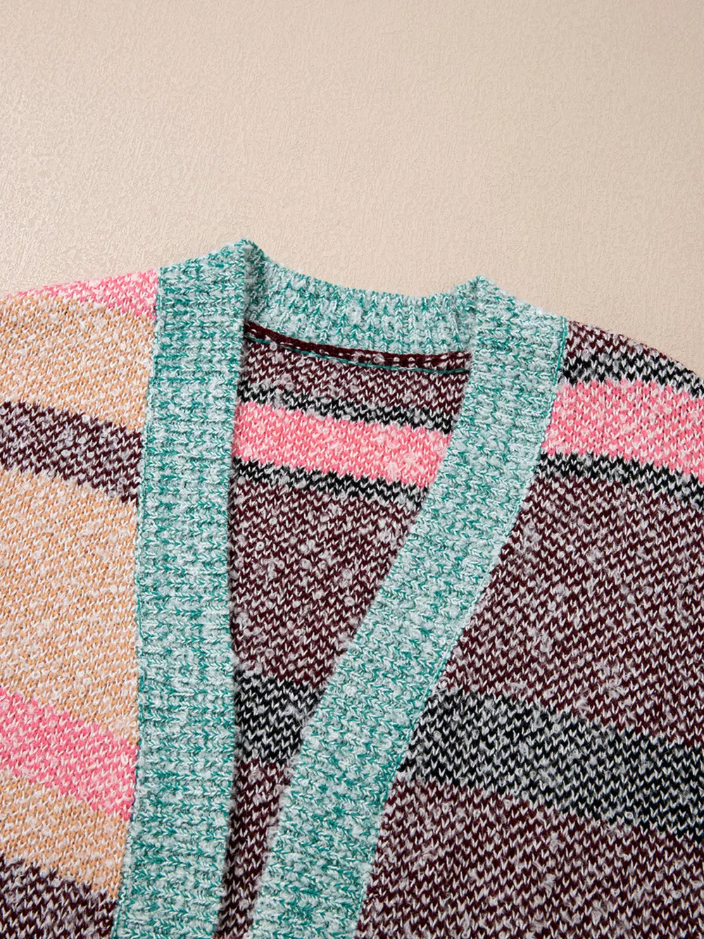 Color Block Striped Side Slit Open Front Cardigan, image 5