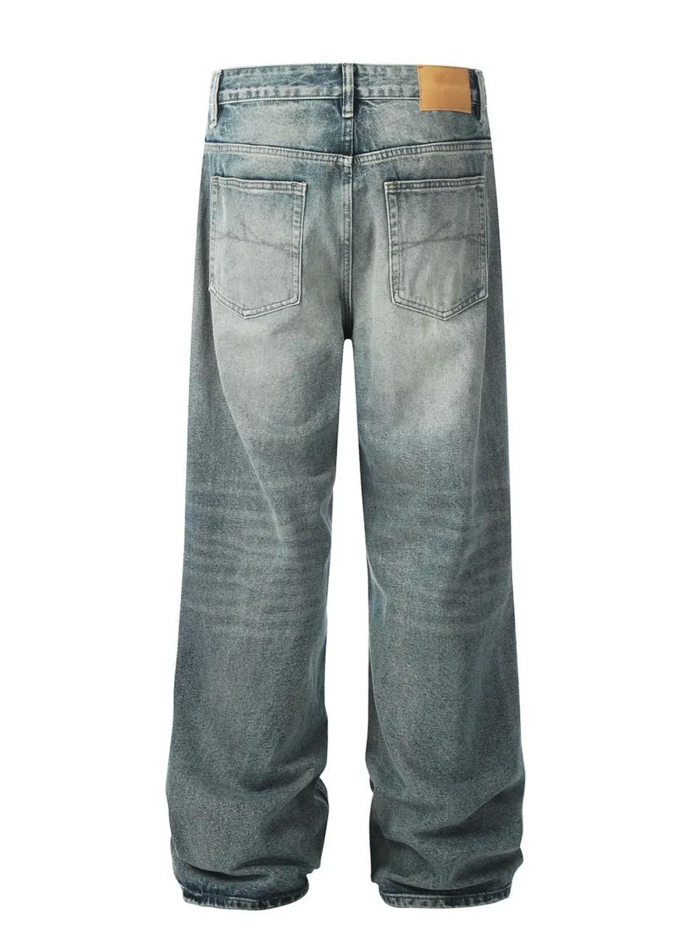 Men's Distressed Wide Leg Vintage Wash Jeans, image 3